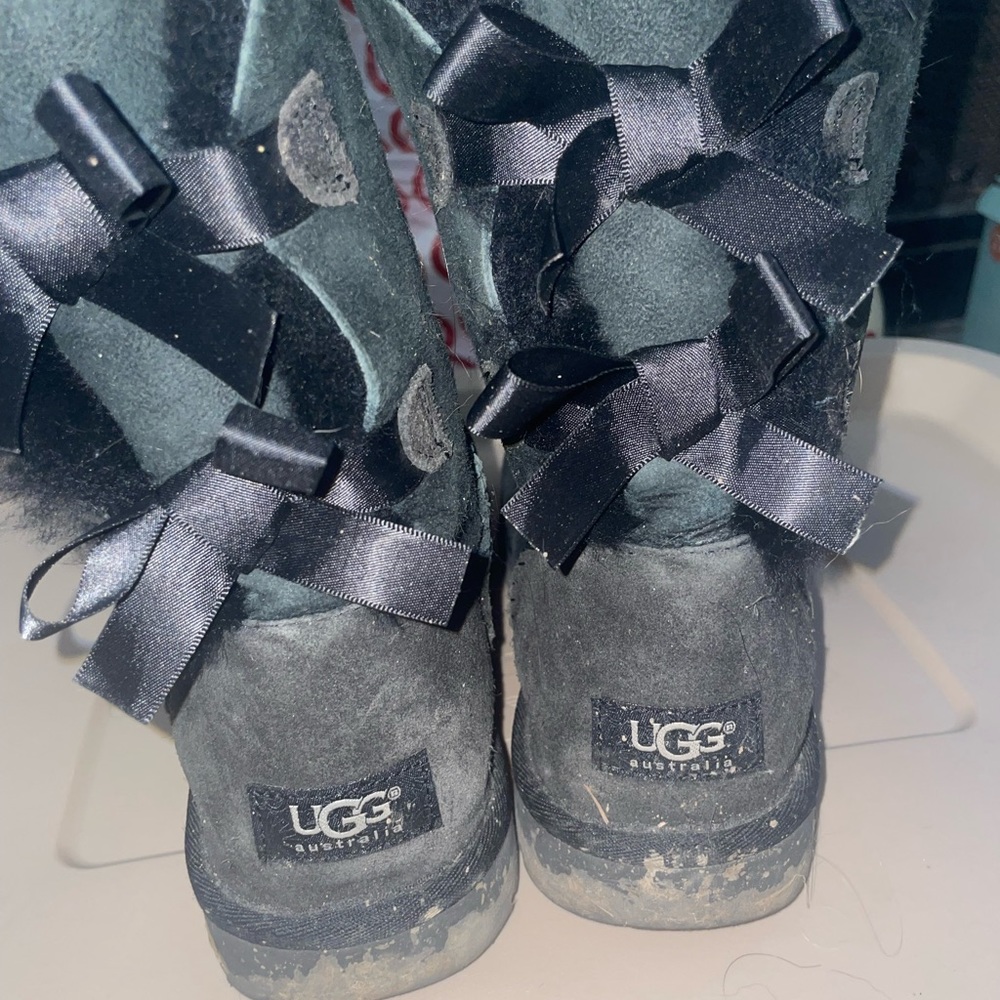 Well-Used Black-Bow UGG Boots